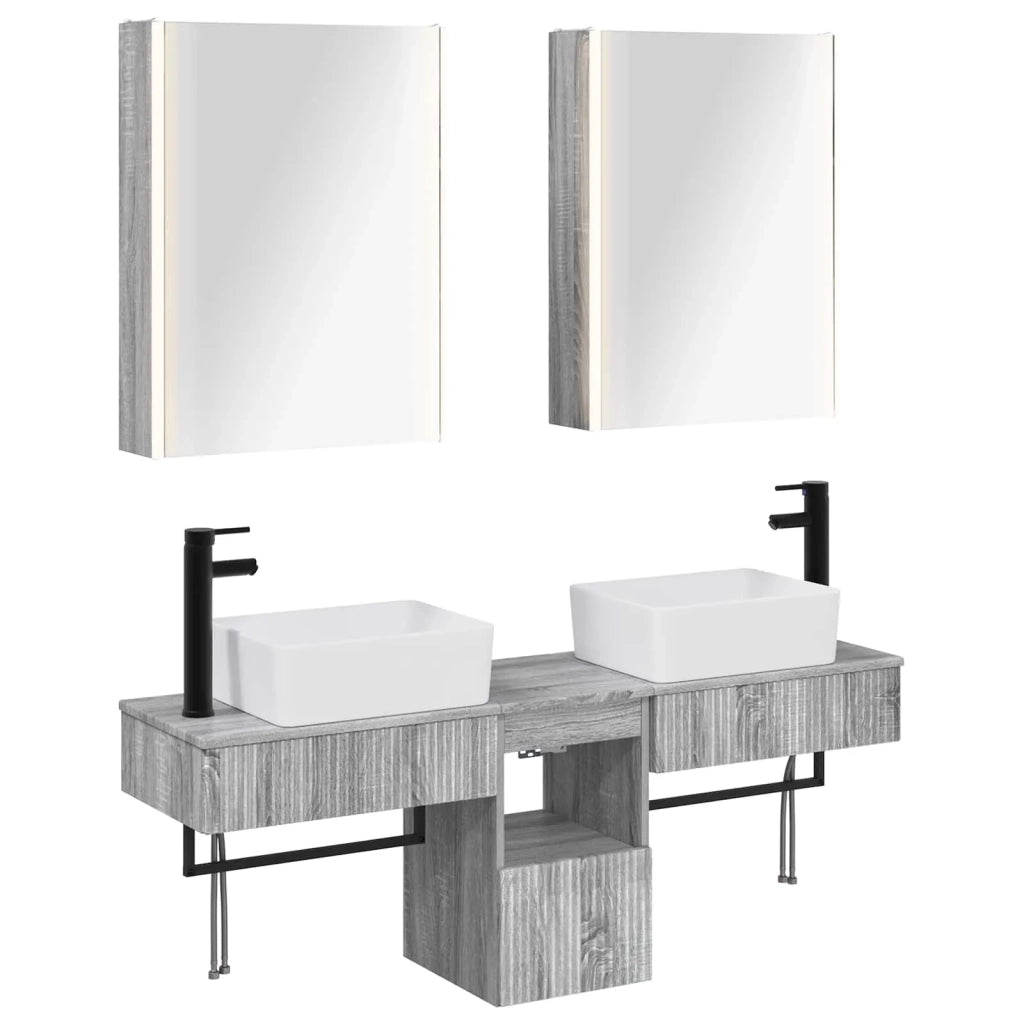 Set di Armadi da Bagno 5 pcs Sonoma grigio 53 x 15,5 x 70 cm 3406332