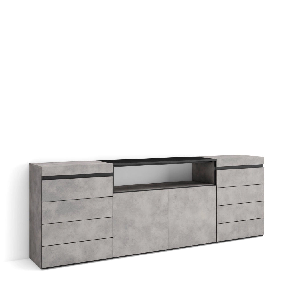 Cassettiera, 214x35x75cm, Camera da letto, Con Stoccaggio, grigio cemento RF3431