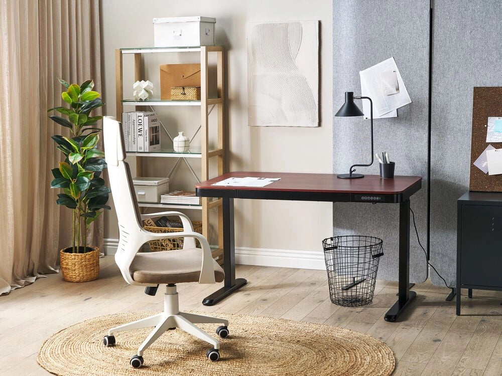 Scrivania elettrica ad altezza regolabile legno scuro e nero 120x60 cm ufficio studio lavoro