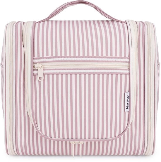 Tas da bagno grande a strisce per signore e signori - grande borsa da appendere, borsa cosmetica per bambini - borse da bagno per ragazze (strisce rosa grandi)