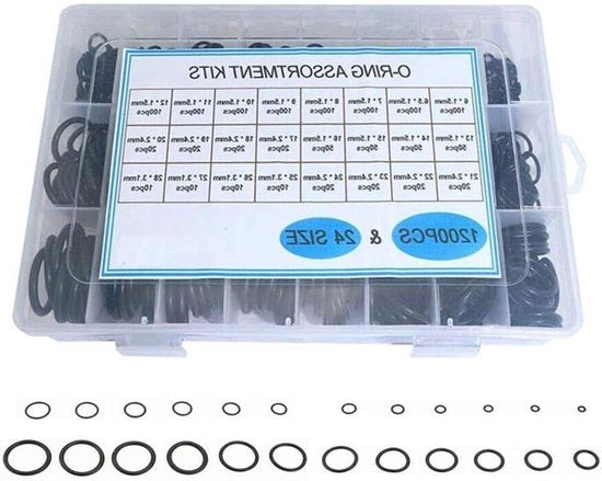 Kit di Anelli Nitrilici 1200 pezzi - Gomma Nitrilica - Anelli Metrici - 6-28mm - Anelli di Lavorazione - Riparazione Auto Rapida