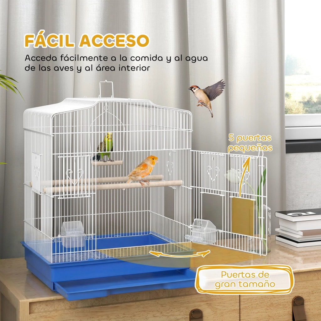 Gabbia per Uccelli ¨C zephmum ¨C Acciaio 46.5x36x59 cm Blu