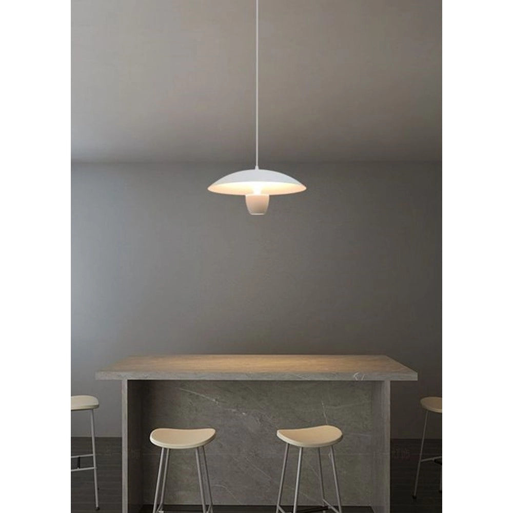 Trade Shop - Lampadario Led A Sospensione Moderno 11w 880lm Bianco Nero Luce Calda Ip20 Lp-64 - Bianco