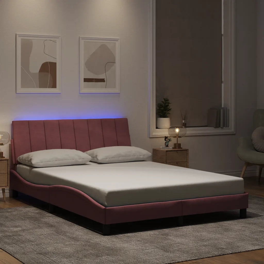 Giroletto con Luci LED Rosa 120x200 cm in Velluto