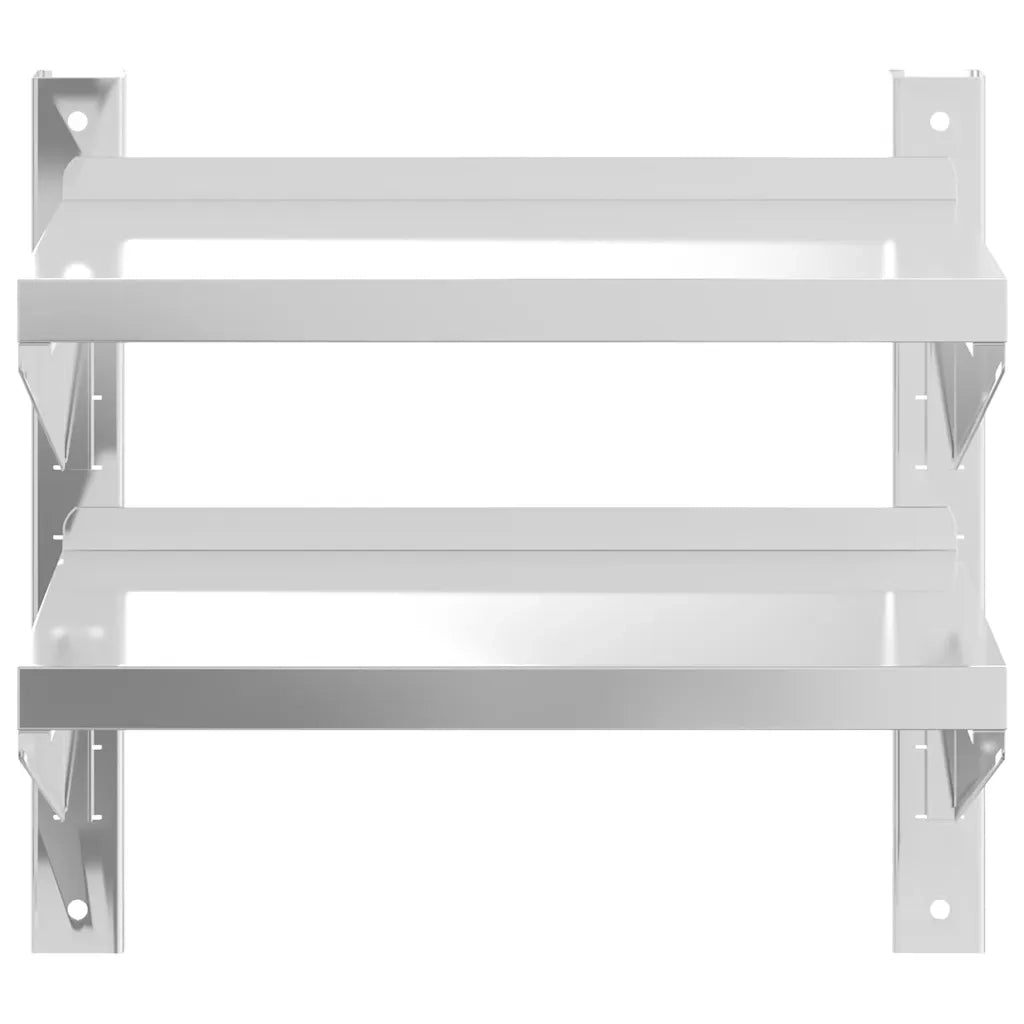 Mensola a Muro 2 Ripiani 50x23,5x48cm Argento in Acciaio Inox 30317