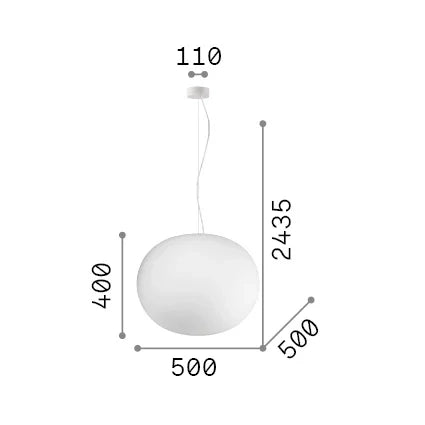 Lampada A Sospensione Cotton E27 Bianco Altezza Regolabile Ideal Lux