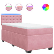 Letto singolo | Letto per adulti | Giroletto a Molle con Materasso Rosa 80x200 cm in Velluto