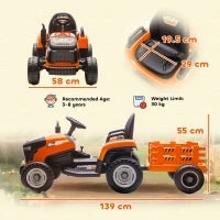 Trattore Elettrico per Bambini con Telecomando, da 3 a 8 Anni, Arancione