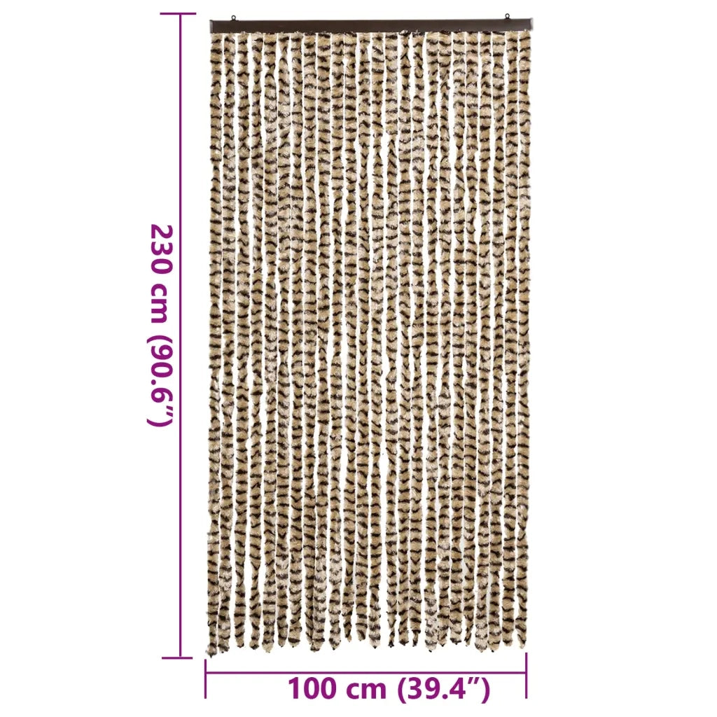 Tenda Antimosche Beige e Marrone 100x230 cm in Ciniglia CFW7364011