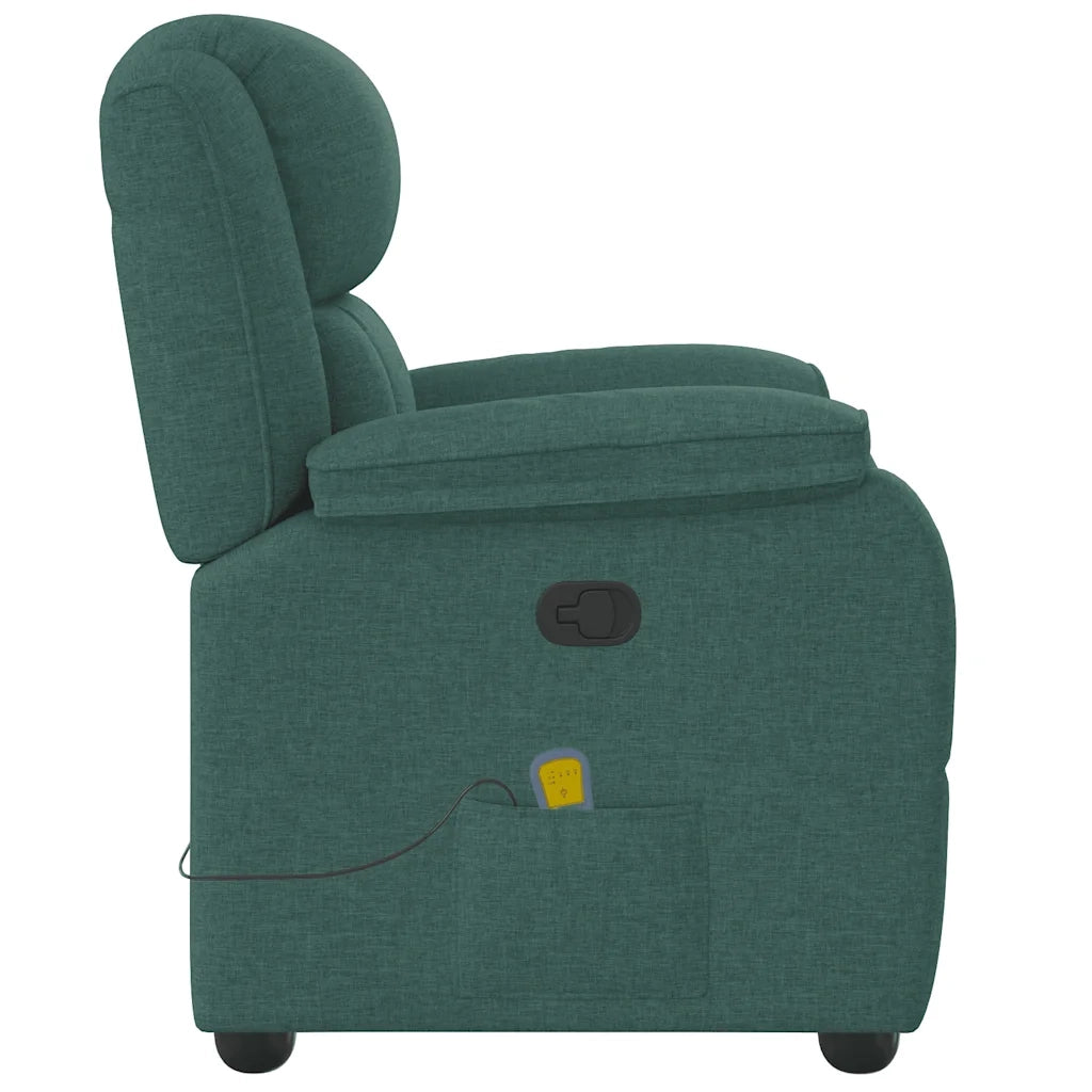 Poltrona Massaggiante Reclinabile Verde Scuro in Tessuto 4015716