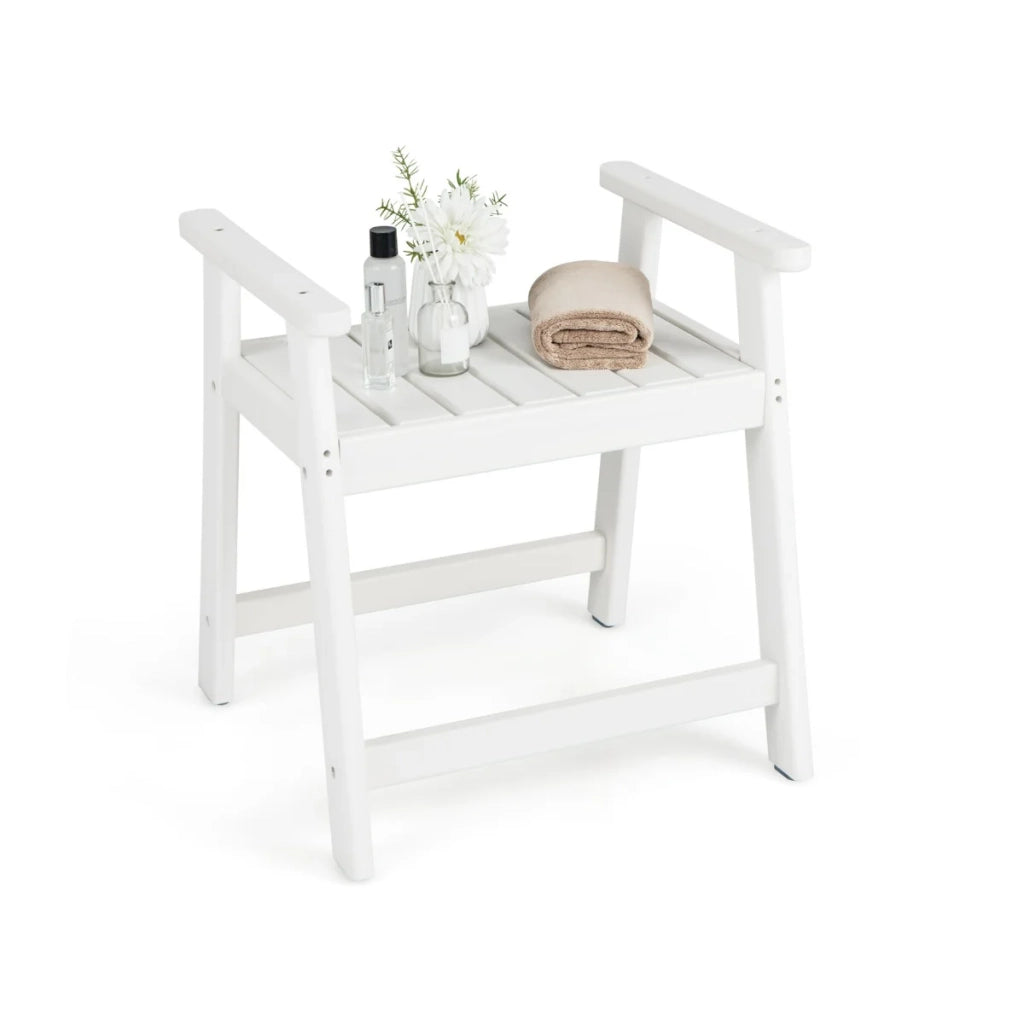 Panca da doccia con braccioli 58 x 52 x 61,5 cm seduta comoda design moderno HDPE bianco 20_0018798