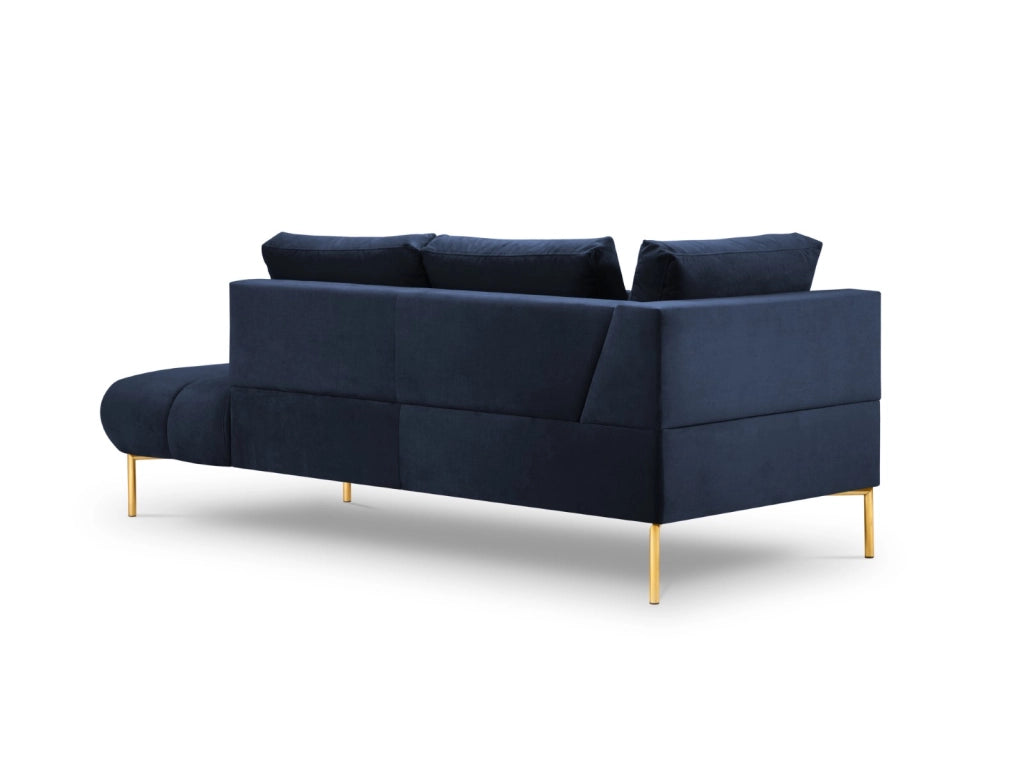 Cosmopolitan Design - Chaise longue destra "Hastings" 2 posti in velluto blu reale 