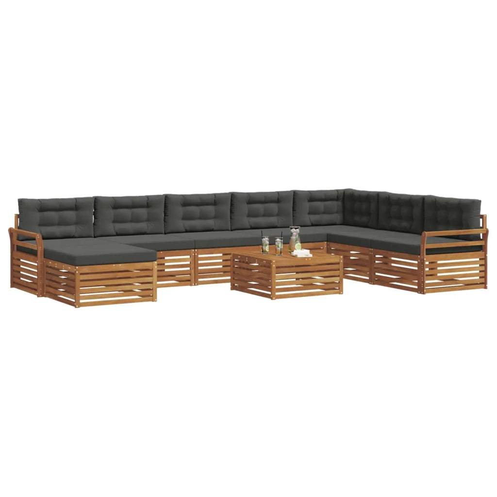 Set di divani da esterno con cuscino 9 pcs Naturale e Antracite