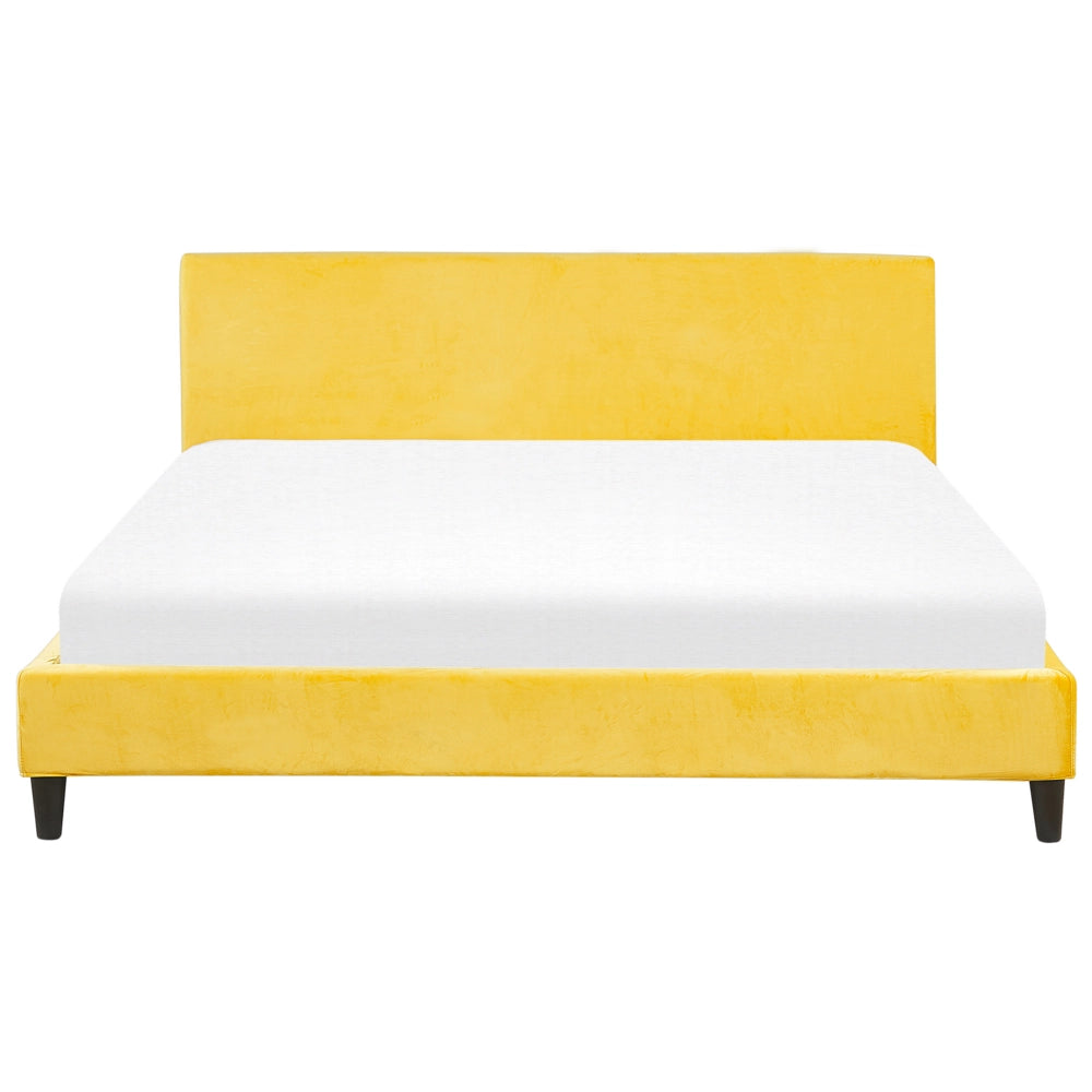 Letto a pannello EU Super King Size 180x200 cm 6ft Yellow Velluto rete a doghe Contemporaneo
