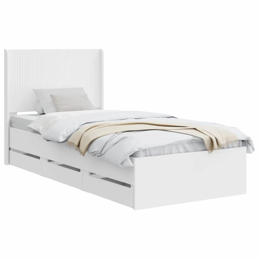 Struttura del letto con stoccaggio e testata Bianco 3413971