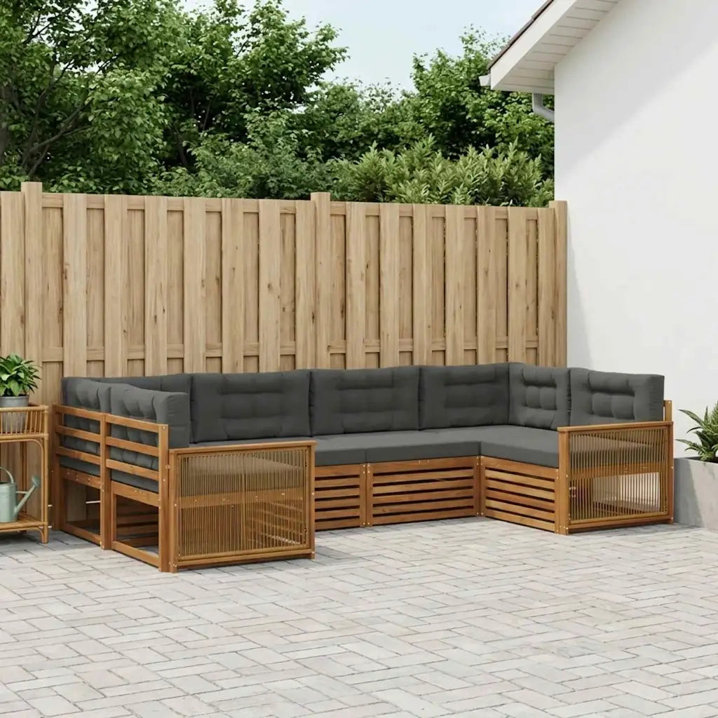 Set di divani da esterno con cuscino 6 pcs Naturale e Antracite 3383780