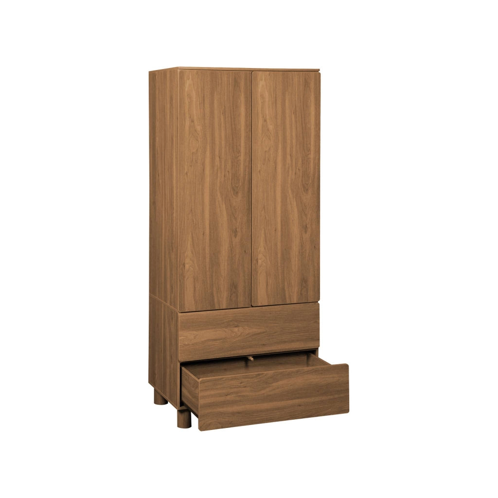 Armadio guardaroba effetto legno 2 ante, 2 cassetti e 1 appendiabiti,