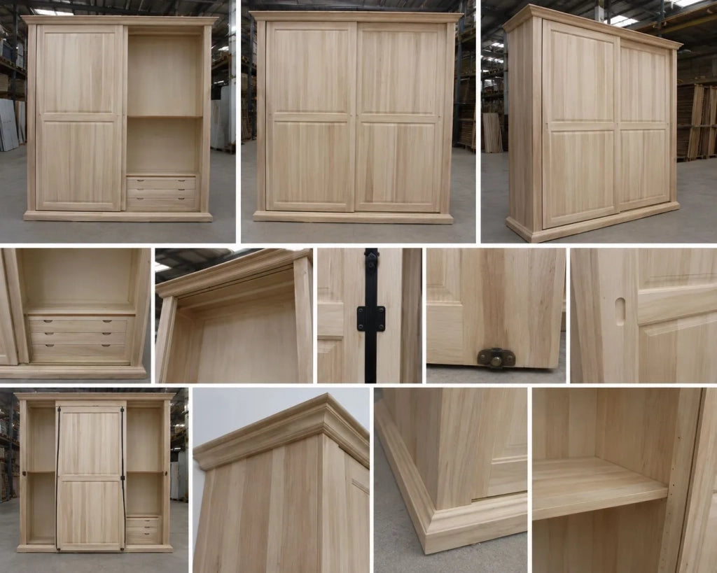 Armadio classico 2 porte scorrevoli legno grezzo 275x66x254 (2166) - Mobili 2G