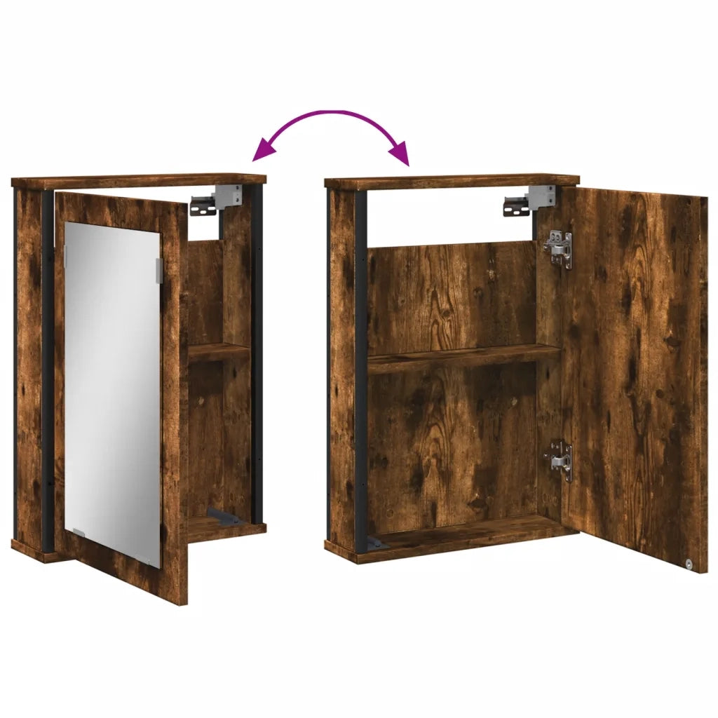 Mobile Bagno Specchio Rovere Fumo 42x12x60 cm Legno Multistrato 842433