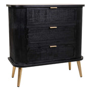 Cassettiera in legno e rete laccata nera 80x35x81h