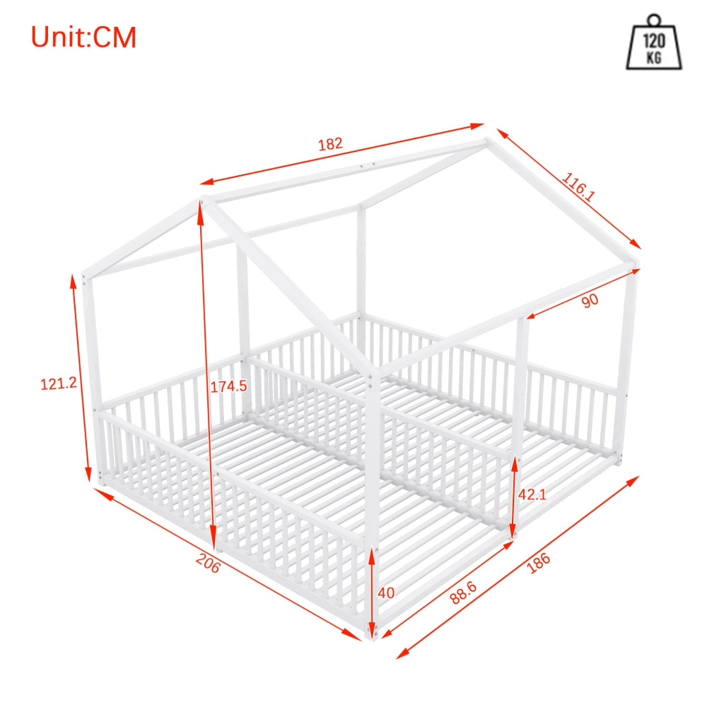 LETTO A CASTELLO a casetta 90x200 cm Metallo Bianco con scala e sponde