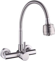 Adatto per Rubinetto da Parete in Acciaio Inox Cucina Maniglia Rotante 360° Singola Maniglia a Mano Cisterna a Due Vie Flessibile per Acqua Fredda