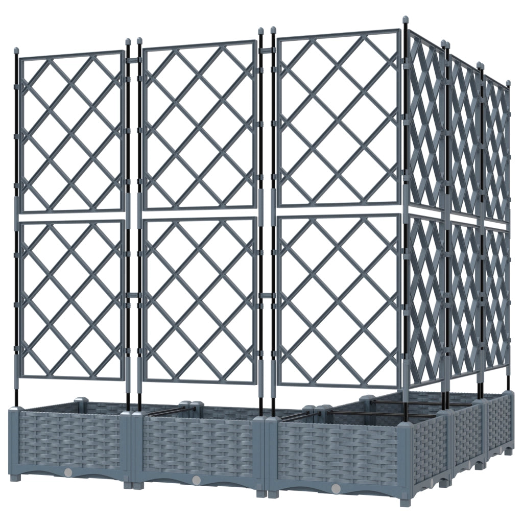 Vaso da Giardino con Trellis 5 pz Grigio Chiaro 120x120x125.5 cm
