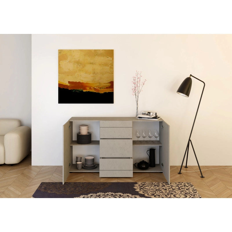 Madia moderna 2 ante/3 cassetti 150x40x83,5 cm Elios - Cashmere