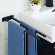 Sostegno asciugamano per bagno e cucina a due braccia con attacco alla parete in acciaio inossidabile nero da 40CM