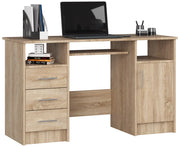 Scrivania AKORD ANA Sonoma Quercia 124 cm 1 anta 3 cassetti 124x52x74 cm