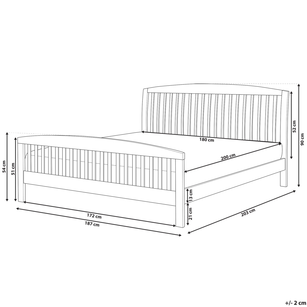 Letto in legno massello scuro 180 x 200 cm a doghe con pediera della testiera