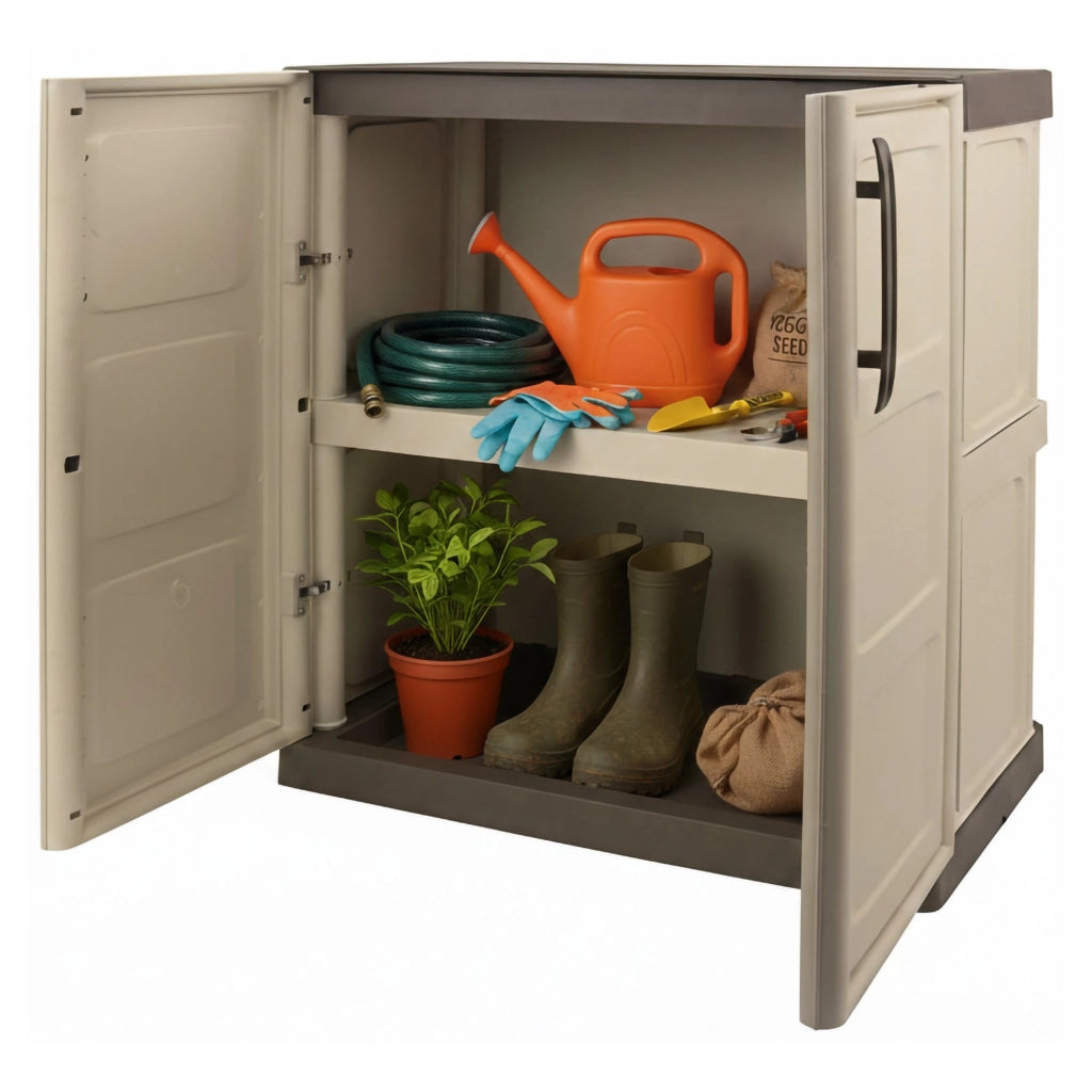 Mobile da Giardino Acira, Armadio da Esterno un Ripiano Made in Italy, 70x39x85.5h cm Beige