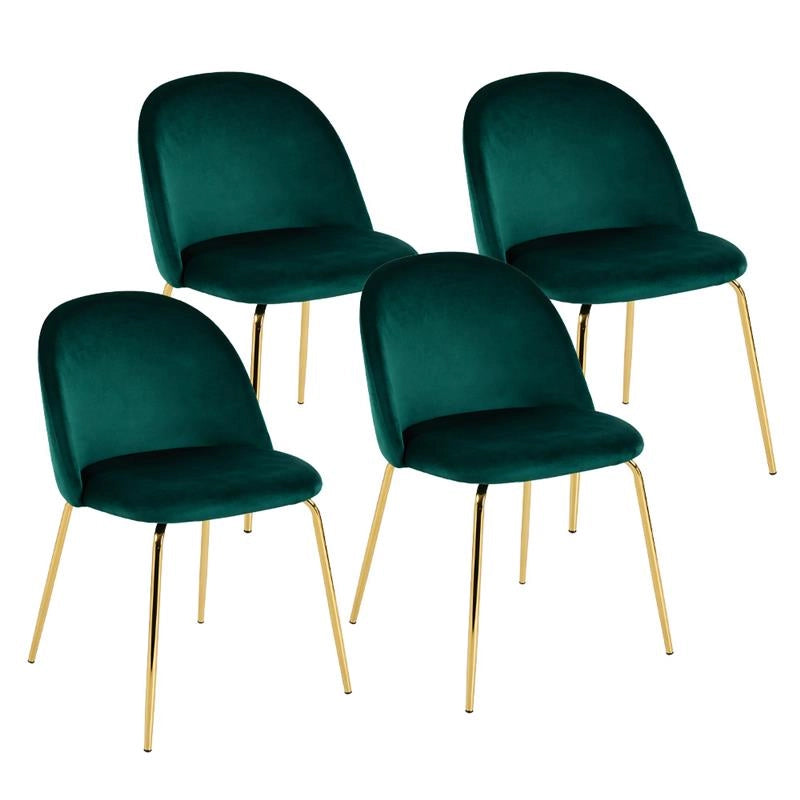 SET 4 SEDIE IN VELLUTO VERDE CON PIEDI IN METALLO COLOR ORO DIMENSIONI 42X53,5X86,5H CM