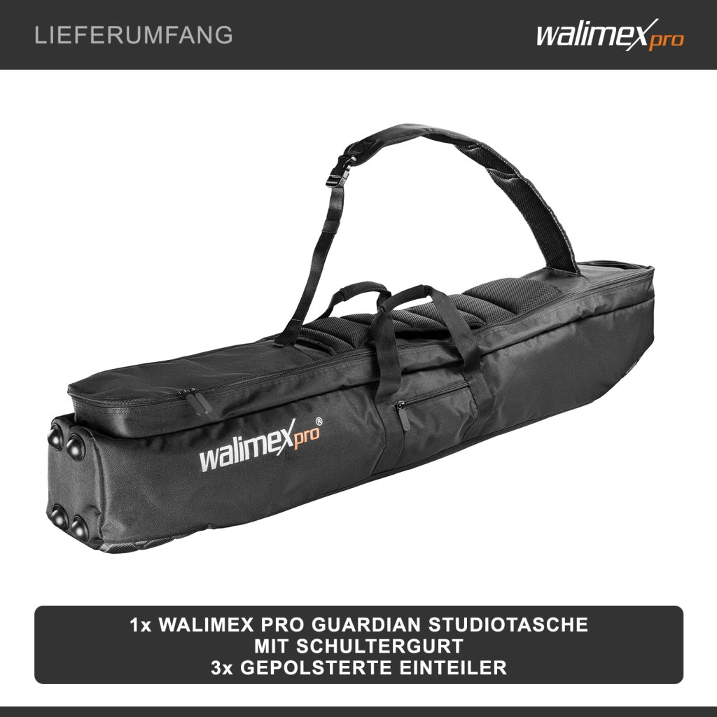 Borsa fotografica Guardian, 1100 x 220 x 220 mm, Borsone fotografico con divisori, imbottitura, tracolla e cerniere, per stativi, flash da studio e fotocamere