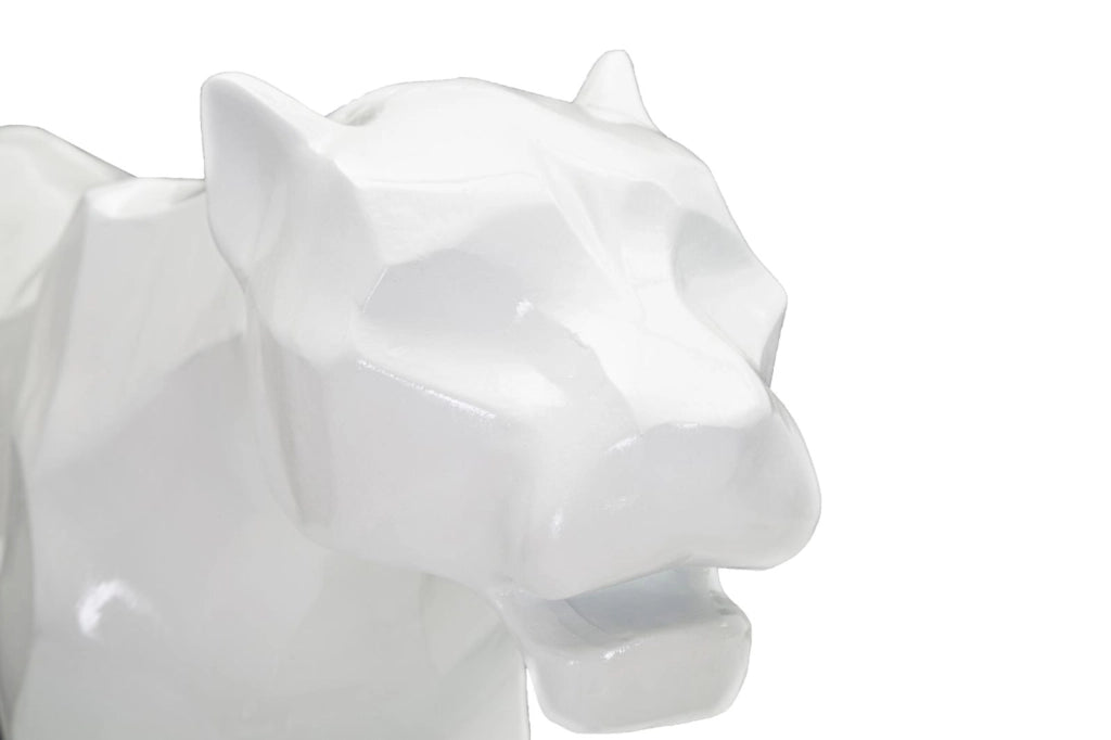 Statua Pantera 70x32,5x18 cm in Poliresina Bianco