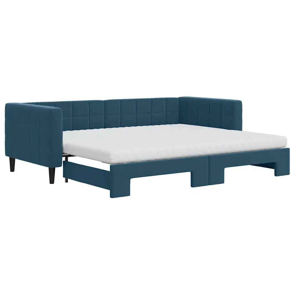 Divano Letto Estraibile con Materassi Blu 90x200 cm Velluto 3196714