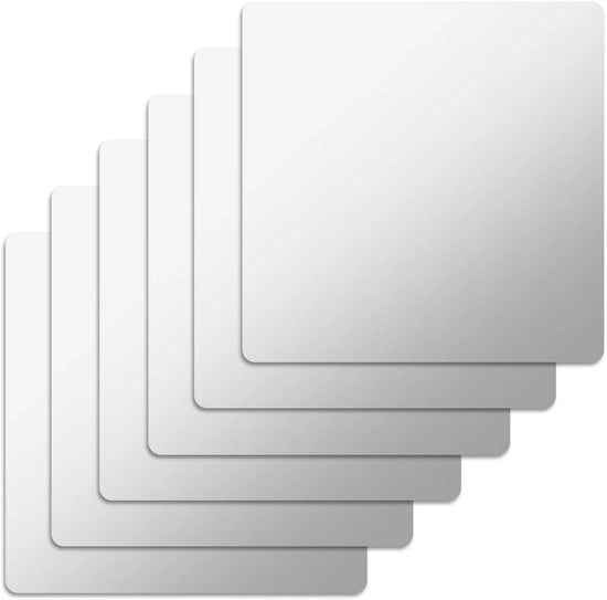 Foglio di specchio autofissante - 6 pezzi - 20 x 20 cm - Tessere di specchio flessibili - Specchio decorativo per parete - Resistente alle abrasioni