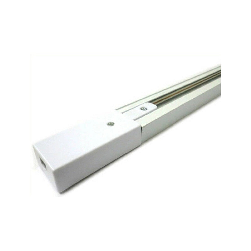 Trade Shop - Binario 2mt Elettrificato 2poli Rinforzato Monofase Bianco Faro A Pista Pista-2b -