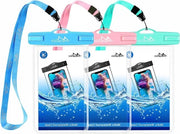 Borsa Acqua Resistente per Telefono 3Pack - Custodia Acqua Resistente per Telefono con Sacchetto Impermeabile con Cordoncino - iPhone 14 13 12 11 Pro Max X-Xr-Xs Max-SE 3 Galaxy S21-S10-S9 Note 10-9-8 Rosso+Blu+Verde Mint