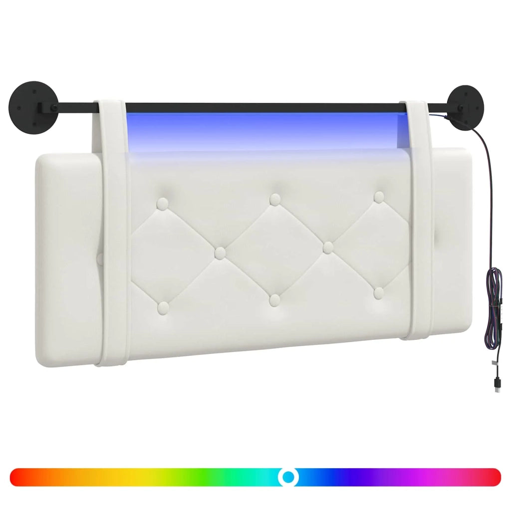 Testiera sospesa Con luce LED Bianco Similpelle