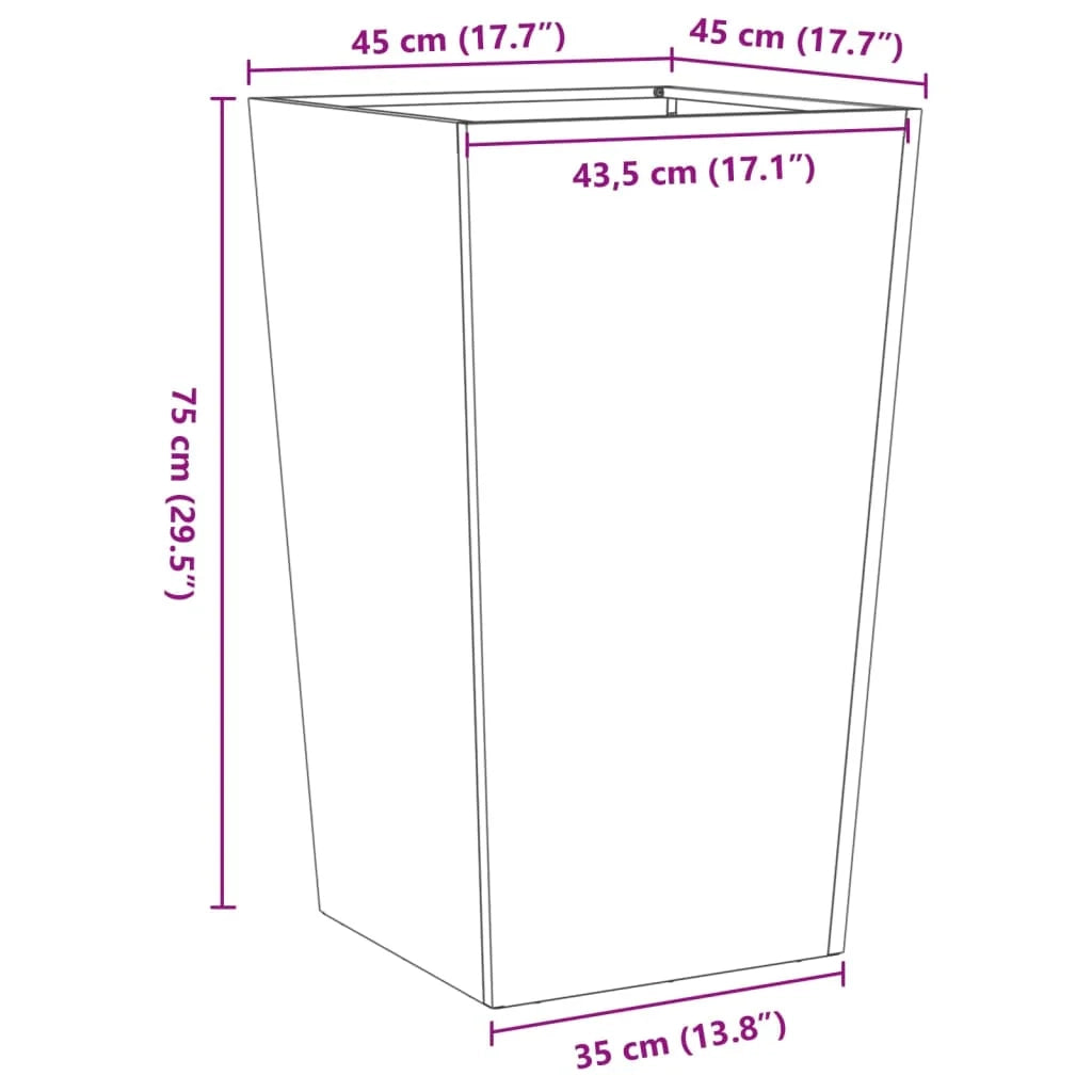 Fioriera rialzata per piante fiori terrazza giardino 45 x 45 x 75 cm acciaio zincato grigio 02_0037611