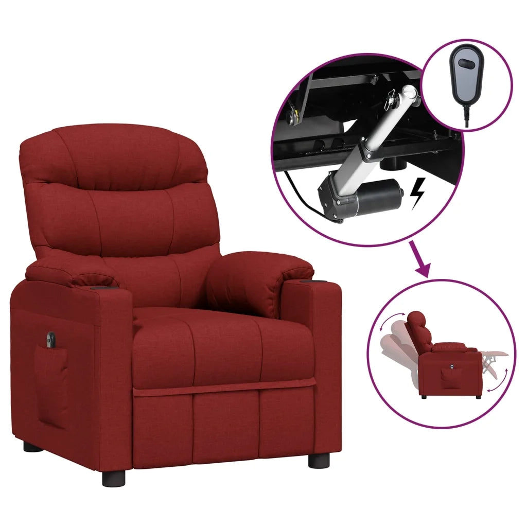Poltrona Elettrica Reclinabile Rosso Vino in Tessuto 3143494