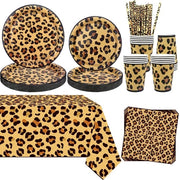 Decorazione di Festa per Compleanni - Print di Leopardo - Articoli per Festa per 20 Persone - Tavoli, Tovaglie e Coperti - Set di Coppe in Carta - Tema di Safari Jungle - Print a Colori Vivaci