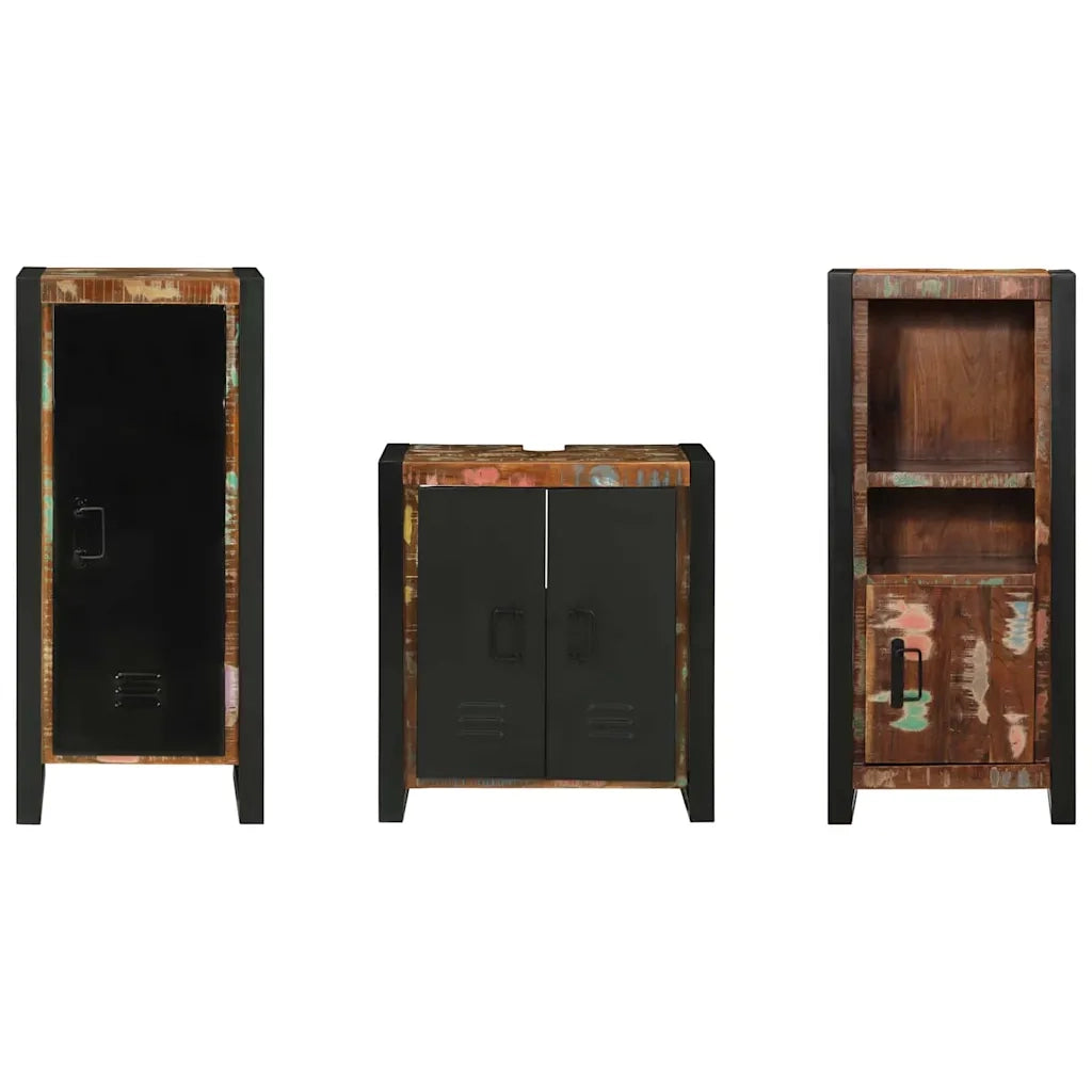 Set di mobili per il bagno 3 pcs Legno Recuperato Massello
