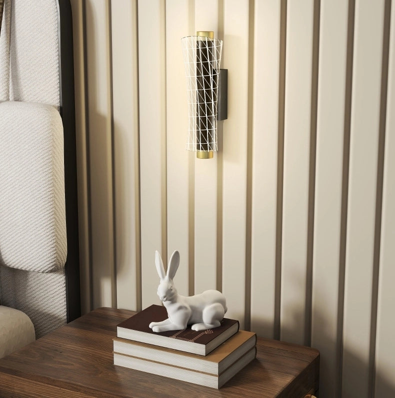 Set di 2 applique a LED moderne nere con design a griglia
