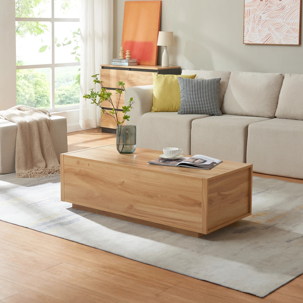 Tavolino Rettangolare Turur da Salotto con 2 Cassetti 104 x 50 x 40 cm - Effetto Rovere [en.casa]