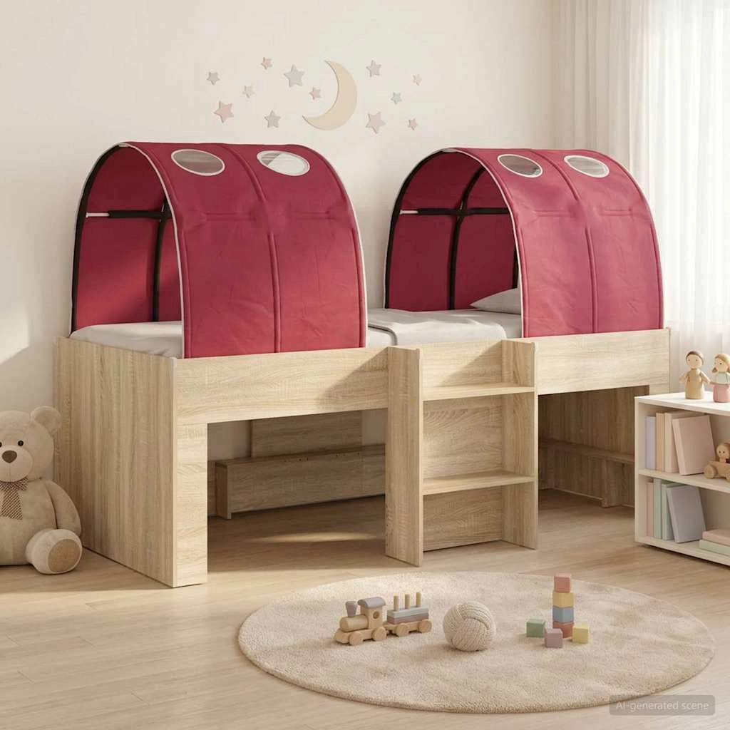 Letto con Tunnel 3 pz Rovere Sonoma e Rosso 3423555