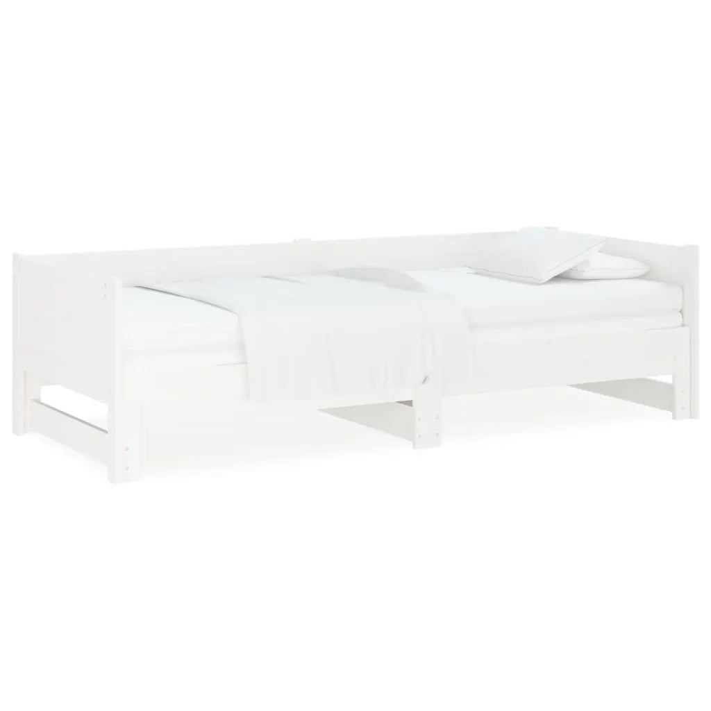 Dormeuse Estraibile Bianca Legno Massello di Pino 2x(90x190) cm cod mxl 58479