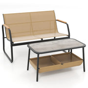 Set di 2 mobili da giardino: divano ergonomico 64 x 114 x 76 cm con tavolino 85 x 45 x 44 cm atmosfera accogliente tessuto color caffè 20_0013425