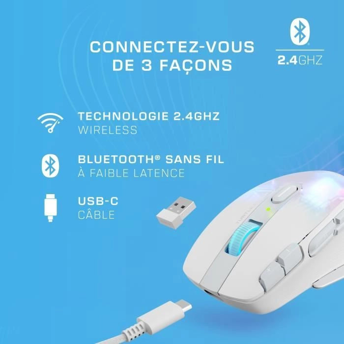 Mouse da gioco wireless - TURTLE BEACH - Kone XP Air - Con stazione di ricarica - Bianco